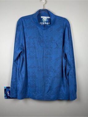 TailorByrd Honeycomb Jacquard UPF Performance 1/4 Zip Golf Blue Pullover XXL